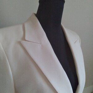 Rena Rowan Winter White Cream Classic Careerwear 100% Wool Blazer Size 6